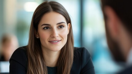 Woman listens intently in a meeting