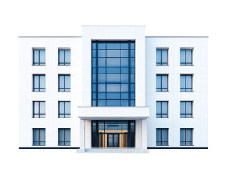 Obraz premium Modern architectural design of a white commercial building on a transparent background, cut out