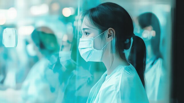Woman Wearing Protective Face Mask Pandemic Health Safety