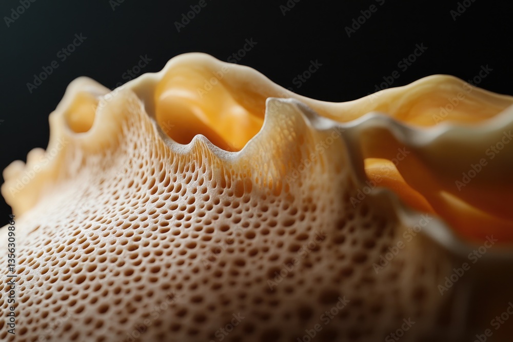 Poster a close-up image of a shell against a dark black background