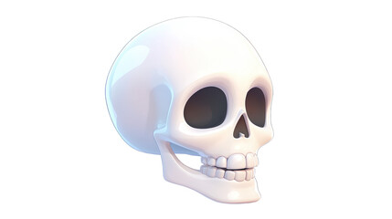 Obraz premium Cartoon human skull isolated on white or transparent background, png clipart, design element. Easy to place on any other background.