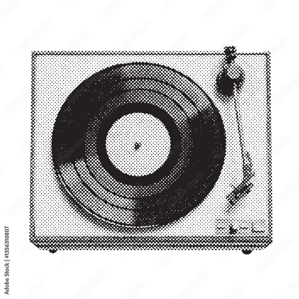 Poster record player halftone grunge vector design element
