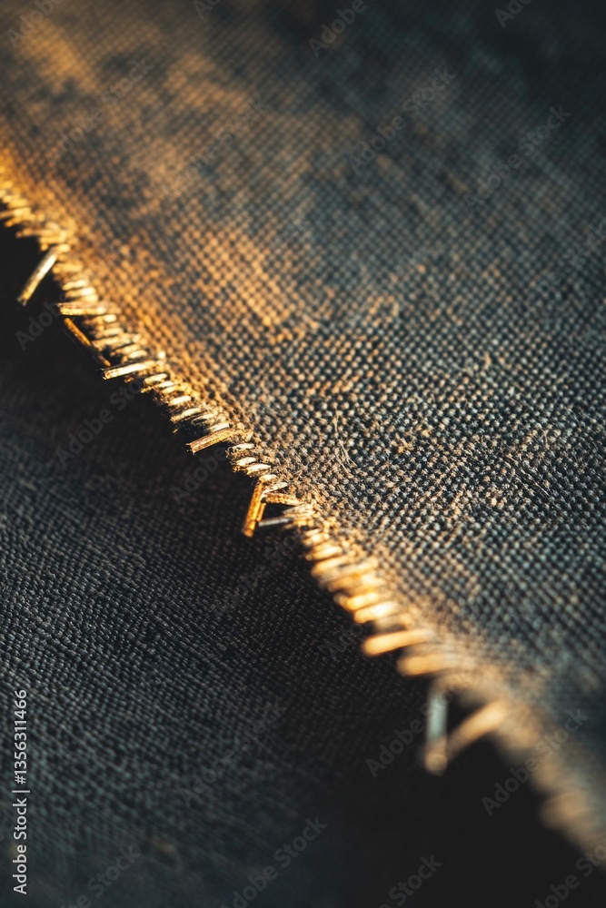Poster a detailed view of denim fabric with its textures and patterns