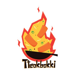 Tteokbokki Noodle vector. Korean food. Spicy rice cake. Tteokbokki logo design.
