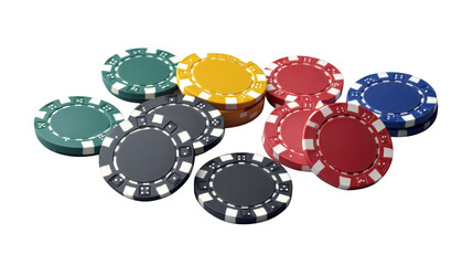 Colorful Poker Chips for Casino Games and Gambling