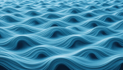 Fototapeta premium Abstract 3D Blue Wave Pattern with Smooth Curves and Repetitive Flowing Texture, Perfect for Futuristic Backgrounds, Technology Concepts, Digital Design Projects, and Ocean-Inspired Artworks