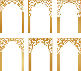 Arabic vector frames bundle. Arabian ornament. Arches templates for design