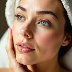 Close-up of radiant, healthy skin after spa treatment, photoshoot, cosmetic