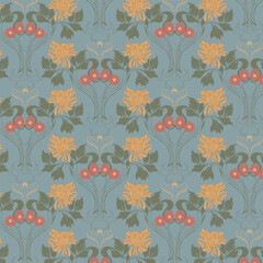 Art nouveau chrysanthemum flower pattern background