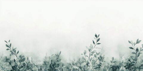 Obraz premium Serene green foliage pattern on subtle watercolor background