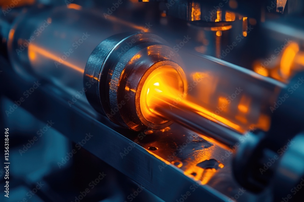 Poster close-up view of a machine with a yellow light