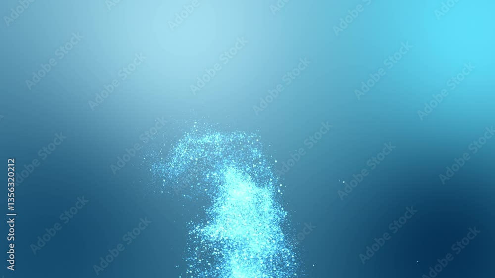 Poster looping underwater bubble stream with blue gradient background