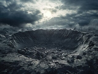 A massive hole in the ocean floor with unclear surroundings