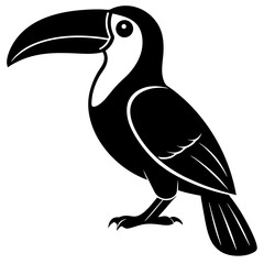 Obraz premium Toucan Bird silhouette vector black outline, white background