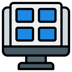 Icon computer screen layout. Filled Line Editable Stroke