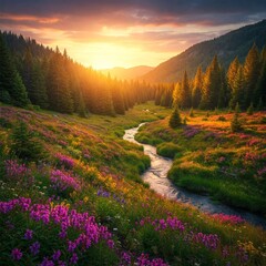 sunrise in the mountains