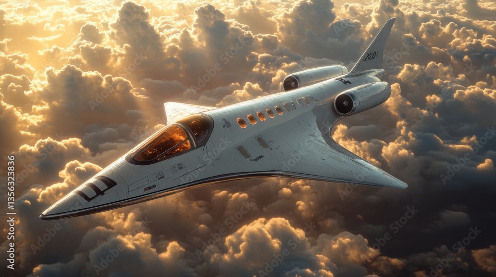 Poster a futuristic spaceplane ascends into the heavens, powered by advanced electromagnetic propulsion sys