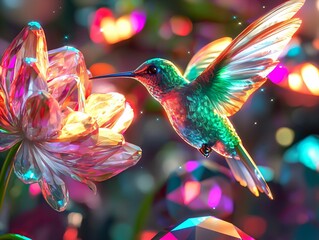 Hummingbird & Crystal Flower