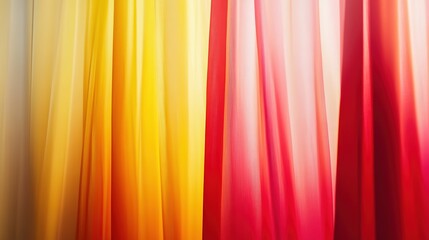 Curtain unveils vibrant hues, abstract backdrop, soft light; a moment of discovery and transformation.
