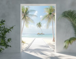Tropical Beach Escape Through Interior Archway