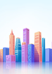 Obraz premium City skyline vertical illustrations of colorful city buildings