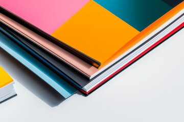 Vibrant Stack of Notebooks in a Harmonious Array of Eye-Catching Colors