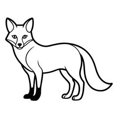 Fototapeta premium Wild Fox silhouette vector black outline, white background