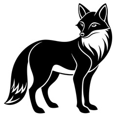 Fototapeta premium Wild Fox silhouette vector black outline, white background