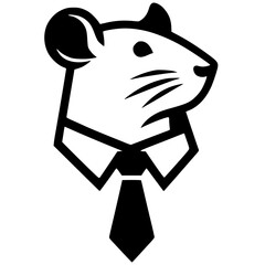 Silhouette of a mouse in a tie
