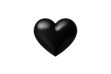 Obraz premium A black heart icon with a smooth, glossy surface casting a slight shadow isolated on white background