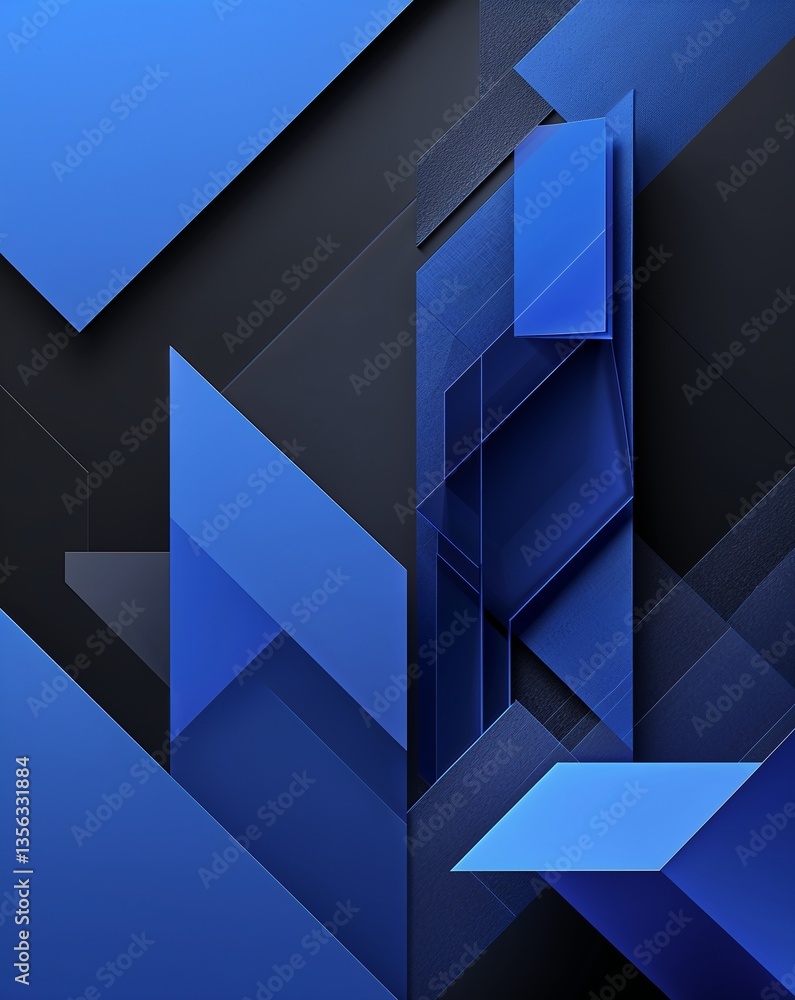 Poster blue with black transparent geometric shapes layer abstract background for card or greeting template
