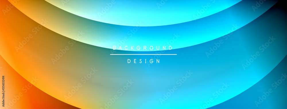 Poster bright rainbow style color gradient with curve round shape line background. vector illustration for 