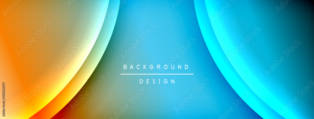 Poster bright rainbow style color gradient with curve round shape line background. vector illustration for 