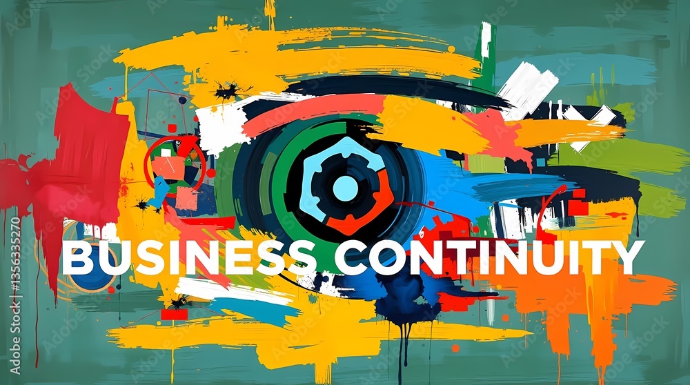 Poster business continuity: a visually dynamic abstract graphic showcasing 