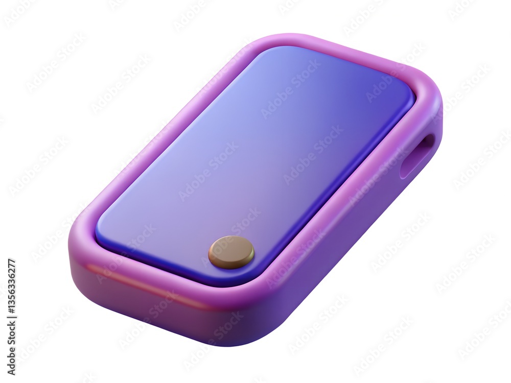 Poster trendy purple mobile phone 3d render with a gradient screen and a small button a perfect design elem