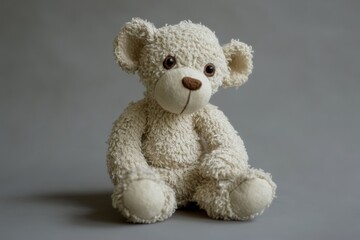 Obraz premium A plush toy teddy bear sitting in front of gray backdrop