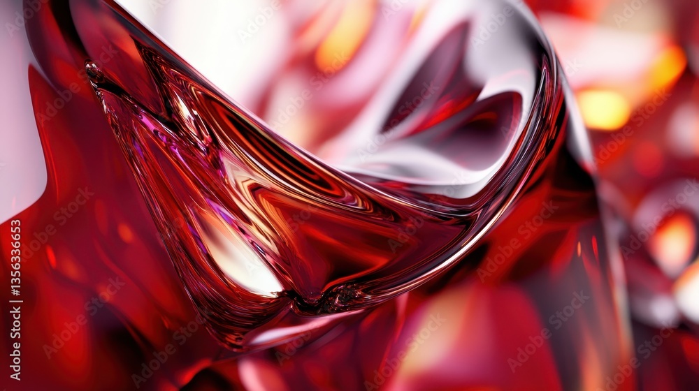 Aufkleber crimson waves: a mesmerizing dance of ruby-red liquid forms an abstract masterpiece. the interplay o