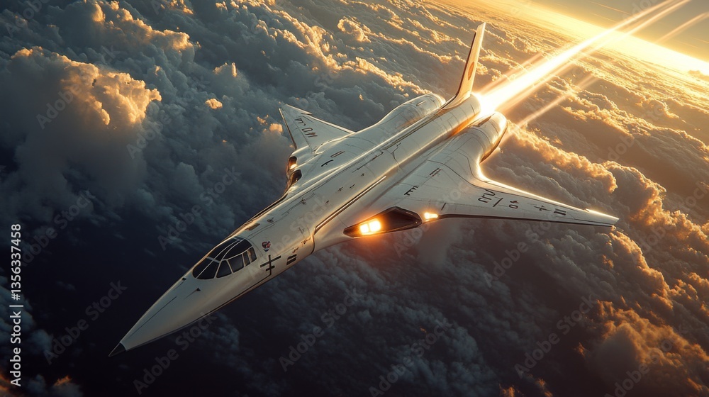 Poster an advanced spaceplane uses cutting edge propulsion to soar at hypersonic speeds, its sleek exterior