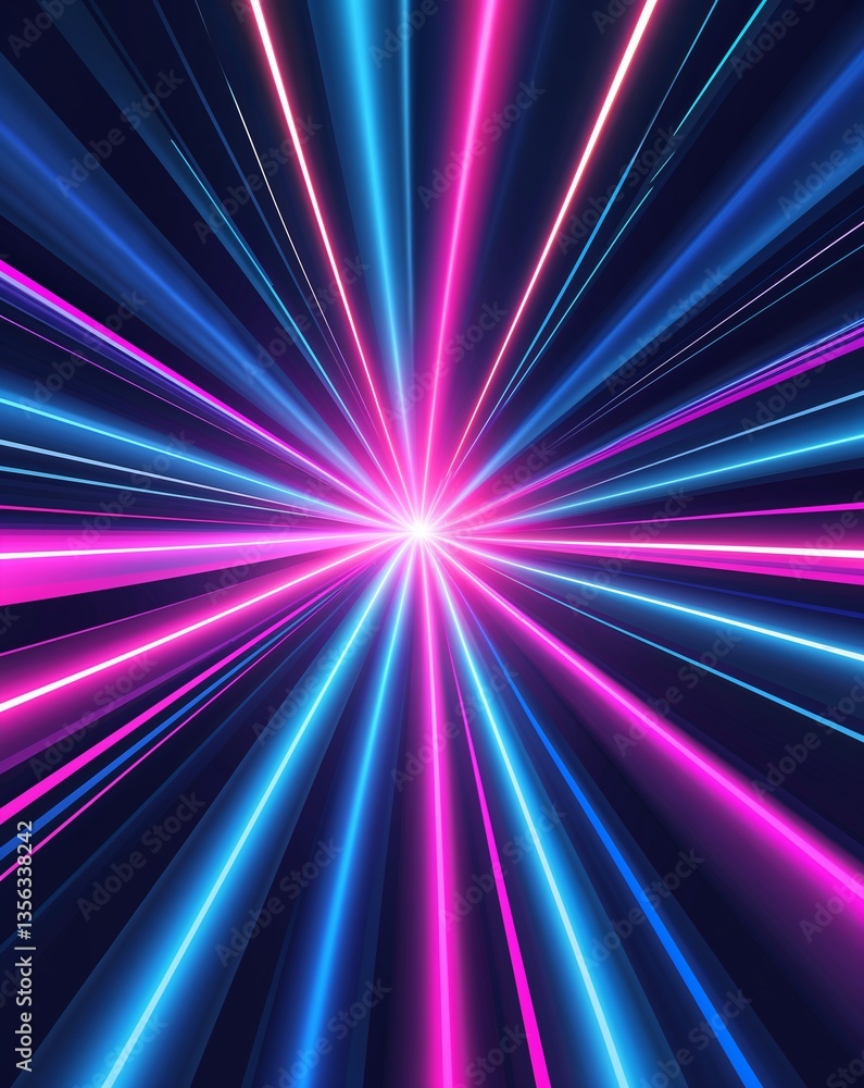 Poster blue with pink light color rays spectrum in dark abstract background for card or greeting template banner backdrop