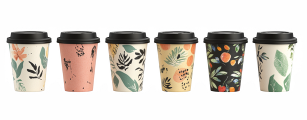 Stylish Floral Paper Coffee Cups with Lids