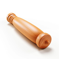 Wooden Rolling Pin Kitchen Utensil Bakery Tool Cooking Equipment Light Wood Isolated on White