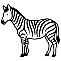 Zebra silhouette vector black outline, white background