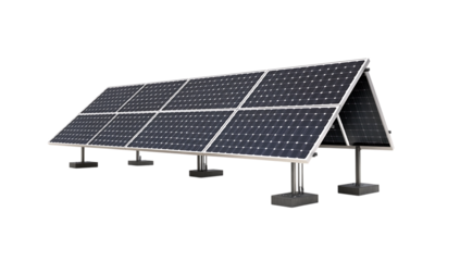 a solar panel array with multiple panels on a trasparent background display