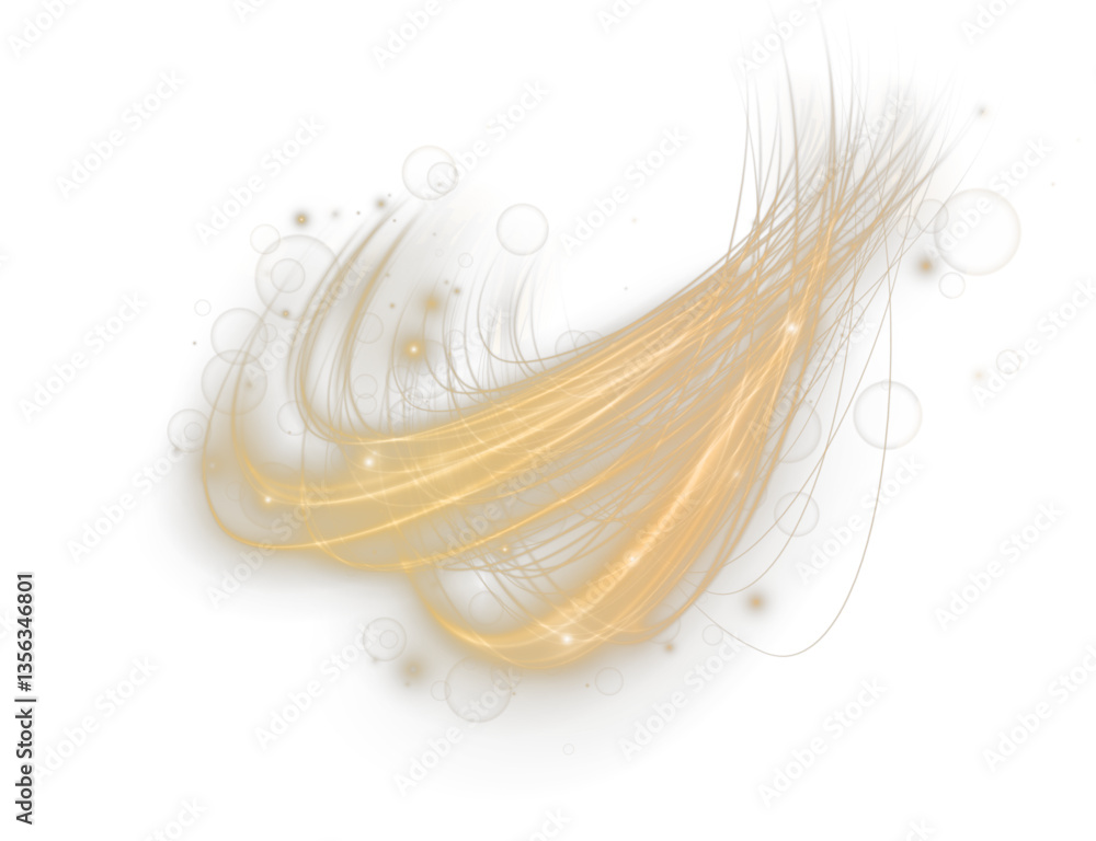 Fototapete futuristic golden wave lines with sparkling glows and dynamic motion. bright neon streaks in abstrac
