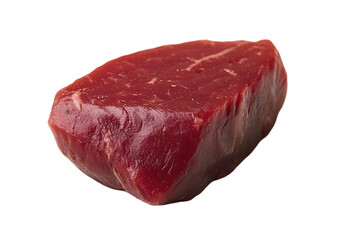 Fototapeta premium Isolated close up of a red raw steak cut with visible marbling on a transparent background.