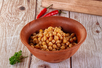 Boiled chickpea beans in the bowl