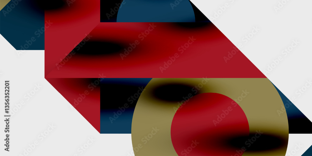 Aufkleber Modern abstract background featuring circles, lines, and triangles in a dynamic geometric composition. Perfect for stylish, tech, or creative-themed designs