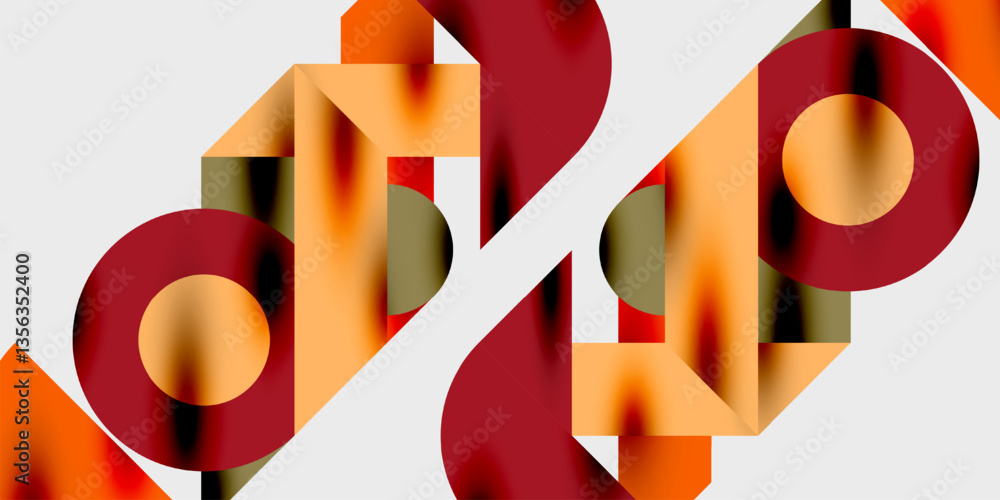 Poster Detailed composition of circles, semicircles, and triangles with glossy effects and smooth gradients. A sleek and modern vector design for creative and tech-inspired projects