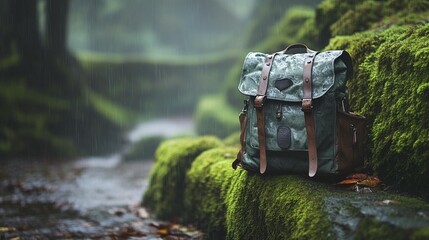 Obraz premium Rainy Day Backpack, Mossy Forest