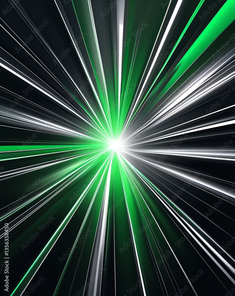 Aufkleber green with silver light color rays spectrum in dark abstract background for card or greeting templat